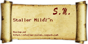 Staller Milán névjegykártya