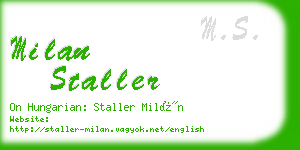 milan staller business card